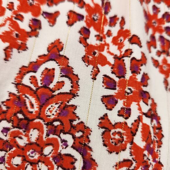 Belle by Kim Gravel Printed Tunic Top Metallic Gold Thread – Size Large - Picture 8 of 8